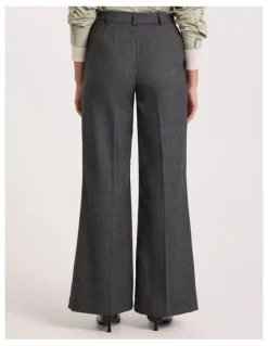 David Lawrence Domini Pinstripe Wide Leg Pant in Charcoal Stripe