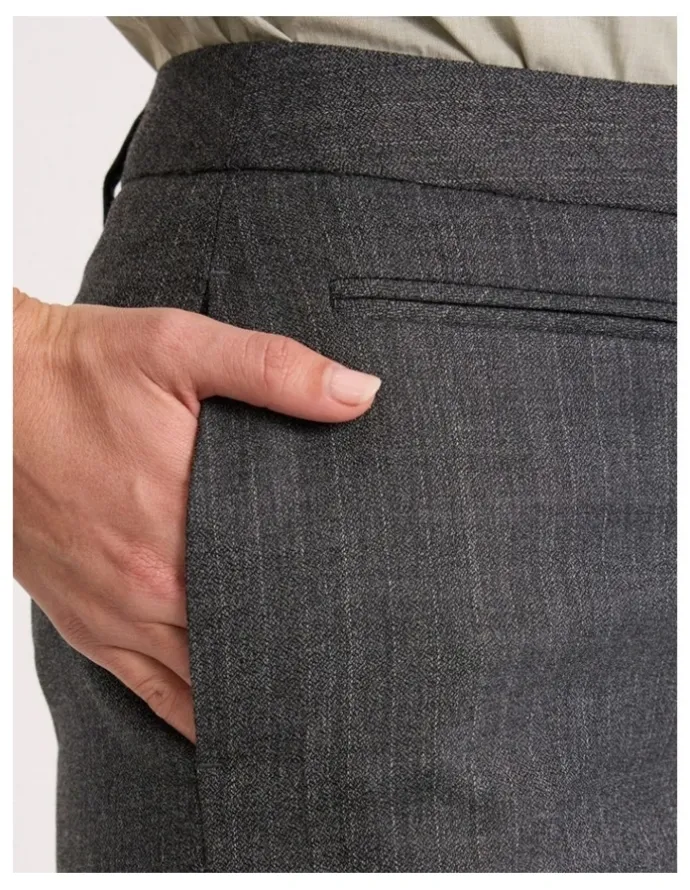 David Lawrence Domini Pinstripe Wide Leg Pant in Charcoal Stripe