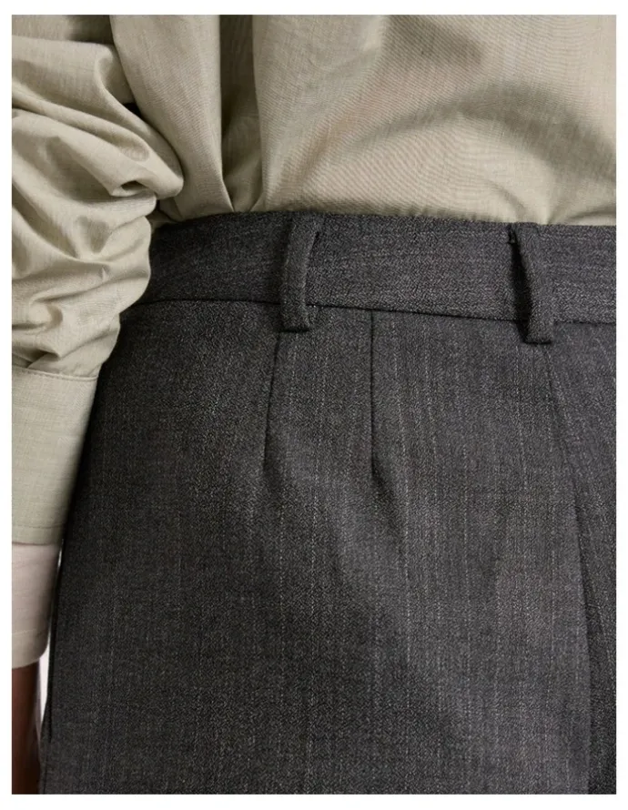 David Lawrence Domini Pinstripe Wide Leg Pant in Charcoal Stripe