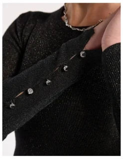 David Lawrence Doris Merino Knit in Black Sparkle