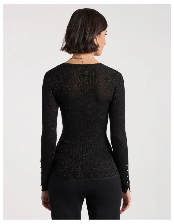 David Lawrence Doris Merino Knit in Black Sparkle