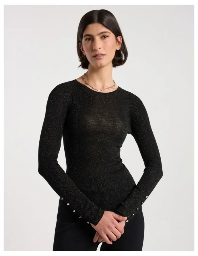 David Lawrence Doris Merino Knit in Black Sparkle