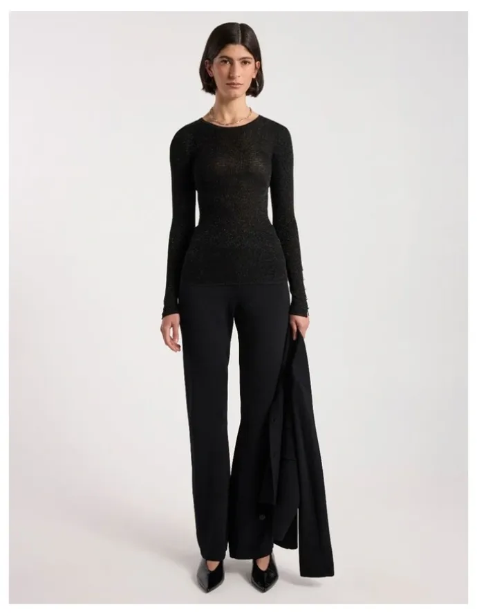 David Lawrence Doris Merino Knit in Black Sparkle