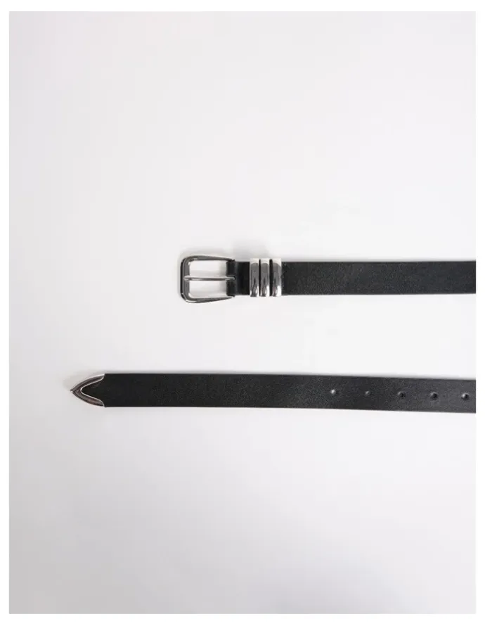 David Lawrence Essie Leather Belt in Black/Silver