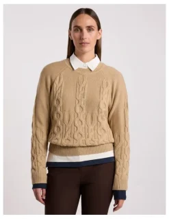 David Lawrence Gianna Cable Knit in Camel