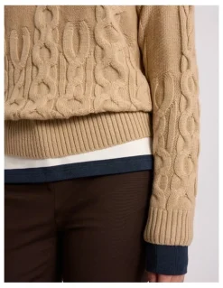 David Lawrence Gianna Cable Knit in Camel