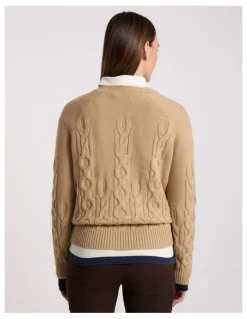 David Lawrence Gianna Cable Knit in Camel