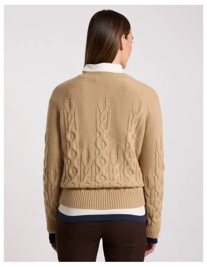 David Lawrence Gianna Cable Knit in Camel