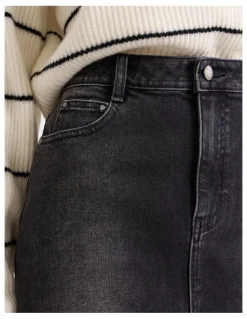David Lawrence Hannah Denim Midi Skirt in Washed Black