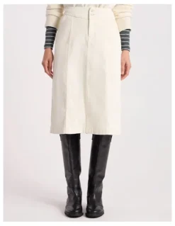 David Lawrence Iiona Corduroy Skirt in Ivory
