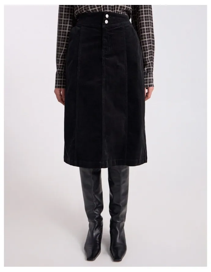 David Lawrence Iiona Corduroy Skirt in Black