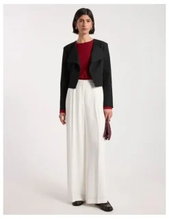 David Lawrence Jaz in Crop Jacket in Black