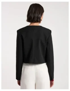 David Lawrence Jaz in Crop Jacket in Black