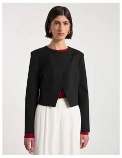 David Lawrence Jaz in Crop Jacket in Black