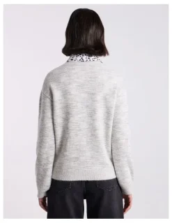 David Lawrence Jennifer Wool Blend Knit in Silver Melange