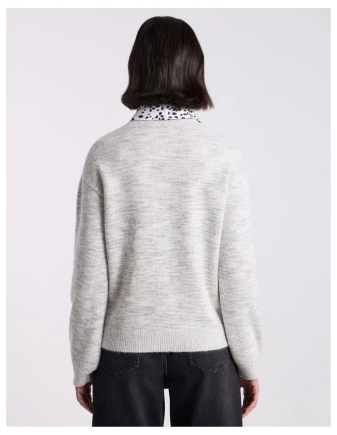 David Lawrence Jennifer Wool Blend Knit in Silver Melange