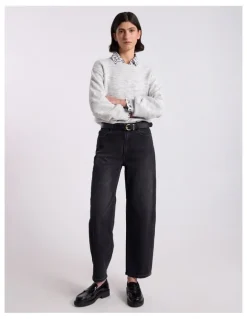 David Lawrence Jennifer Wool Blend Knit in Silver Melange