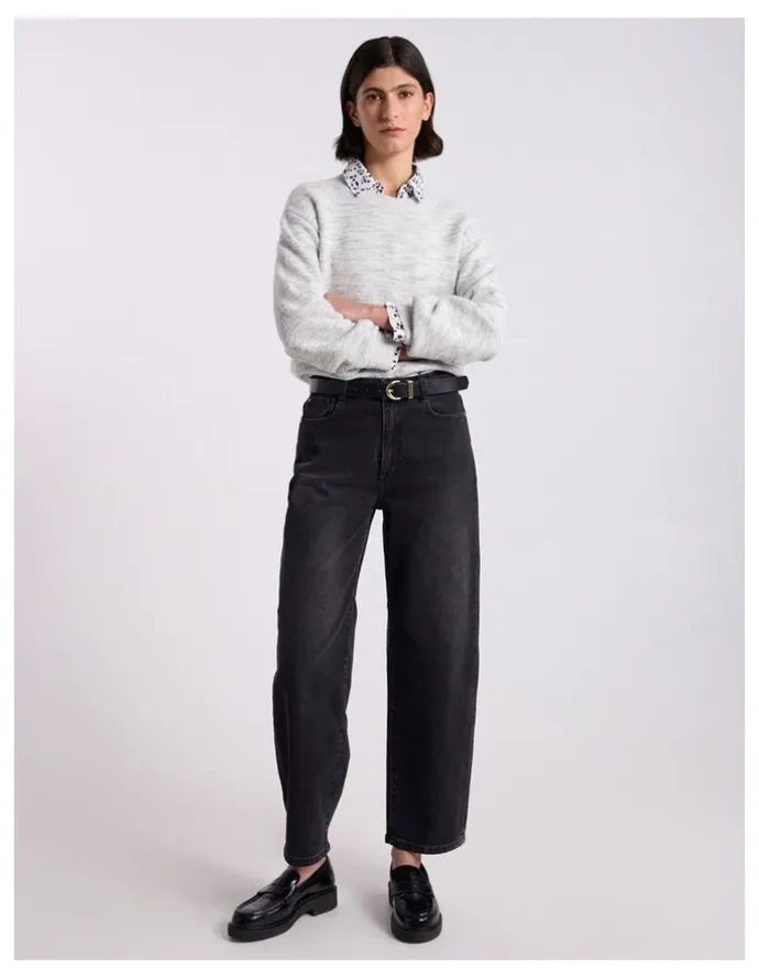 David Lawrence Jennifer Wool Blend Knit in Silver Melange