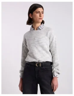 David Lawrence Jennifer Wool Blend Knit in Silver Melange
