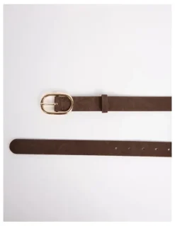 David Lawrence Kumru Leather Suede Belt in Chocolate