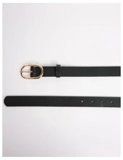 David Lawrence Kumru Leather Belt in Black/Gold