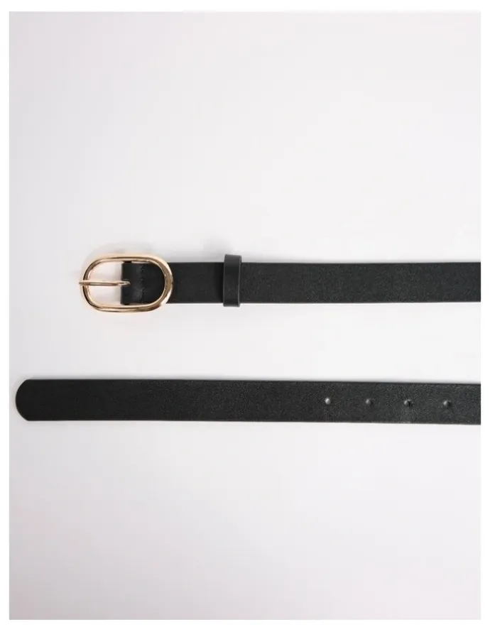 David Lawrence Kumru Leather Belt in Black/Gold