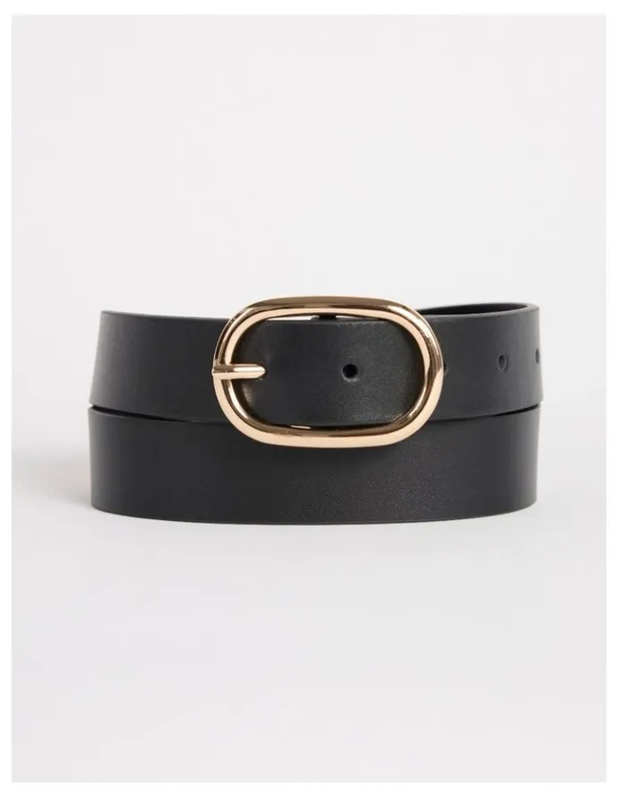 David Lawrence Kumru Leather Belt in Black/Gold