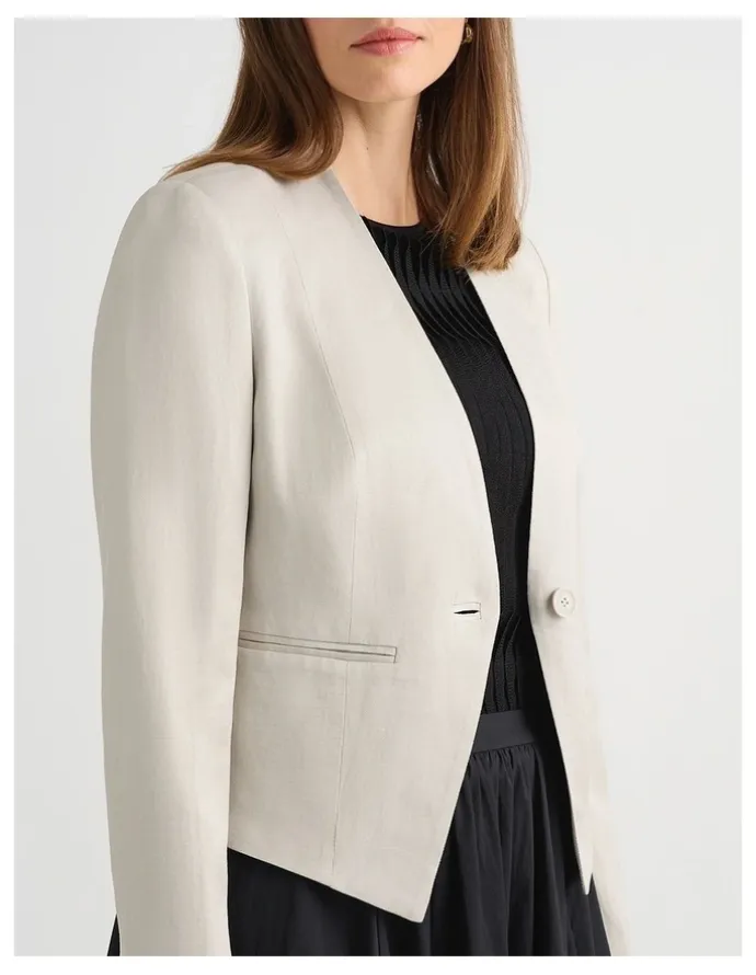 David Lawrence Liliosa Linen Blend Jacket in Stone
