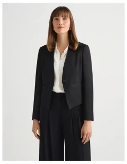 David Lawrence Liliosa Linen Blend Jacket in Black