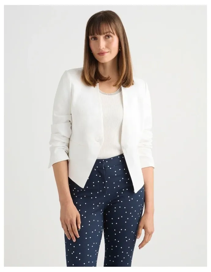 David Lawrence Liliosa Linen Blend Jacket in Ivory