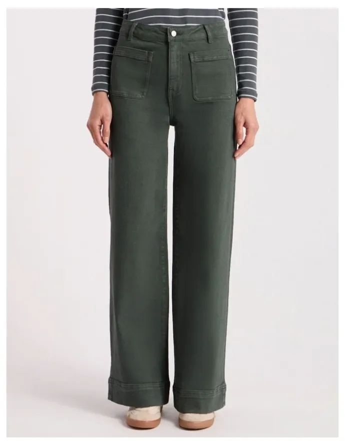 David Lawrence Lily Straight Leg Pant in Nori Green