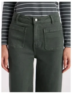 David Lawrence Lily Straight Leg Pant in Nori Green