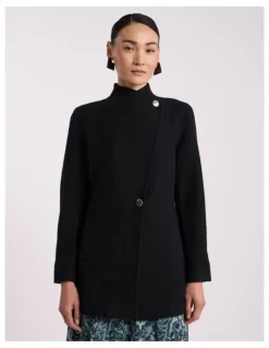 David Lawrence Luisa Felted Wool Coat in Black