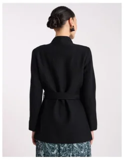 David Lawrence Luisa Felted Wool Coat in Black
