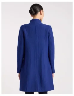 David Lawrence Madison Felted Wool Coat in Pacific Blue