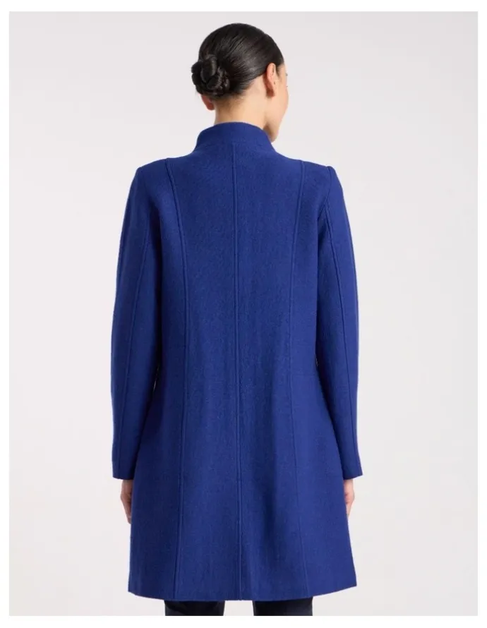 David Lawrence Madison Felted Wool Coat in Pacific Blue