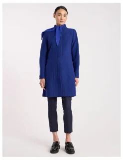David Lawrence Madison Felted Wool Coat in Pacific Blue