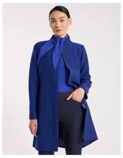 David Lawrence Madison Felted Wool Coat in Pacific Blue