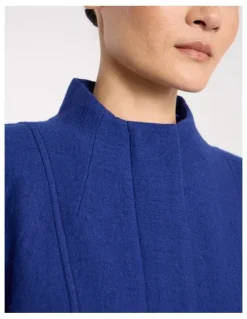 David Lawrence Madison Felted Wool Coat in Pacific Blue