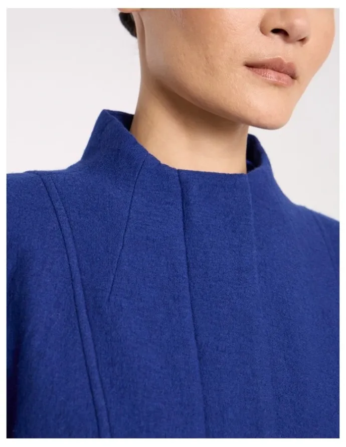 David Lawrence Madison Felted Wool Coat in Pacific Blue