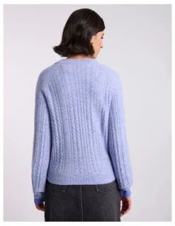 David Lawrence Magnus Cable Knit in Periwinkle Melange