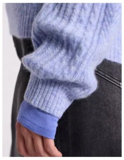 David Lawrence Magnus Cable Knit in Periwinkle Melange