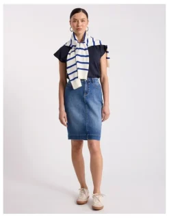 David Lawrence Marnie Denim Skirt in Mid Wash