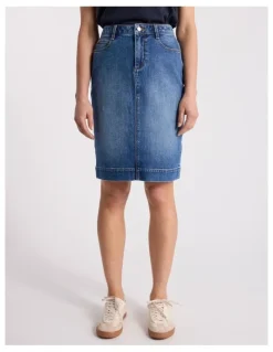 David Lawrence Marnie Denim Skirt in Mid Wash