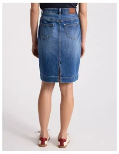 David Lawrence Marnie Denim Skirt in Mid Wash