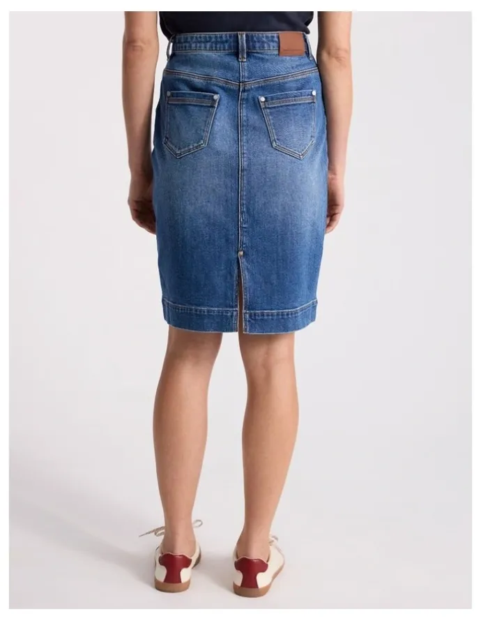 David Lawrence Marnie Denim Skirt in Mid Wash