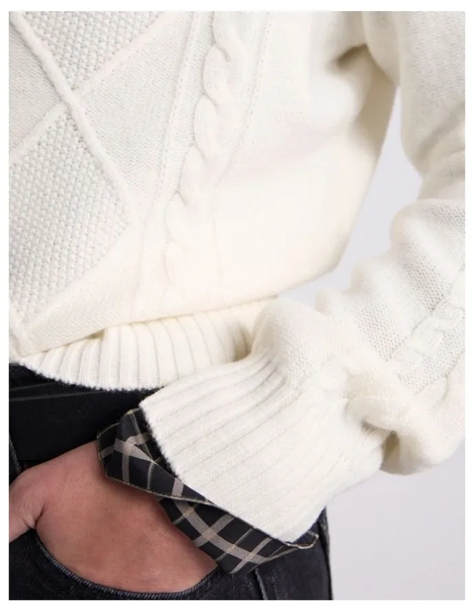 David Lawrence Natalie Cable Knit Cardigan in Ivory