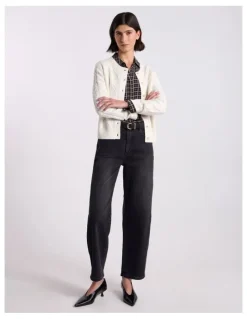 David Lawrence Natalie Cable Knit Cardigan in Ivory
