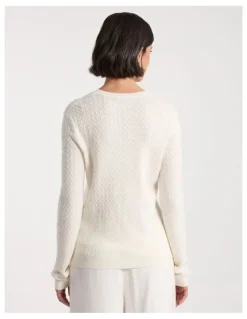 David Lawrence Nora Wool Blend Knit in Ivory