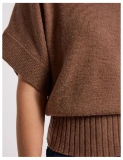 David Lawrence Roll Neck Gilet in Nutmeg